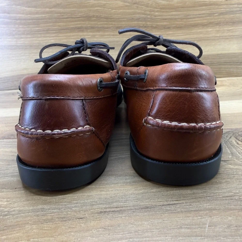 LL BEAN Boat Dock Loafers Mens 10 EE Brown Leather Moc Toe Beach Travel Resort